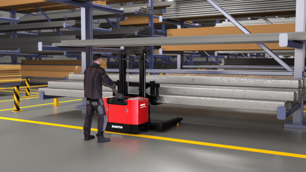 Manitou ES 720 4W – gerbeur électrique – en situation d'utilisation
